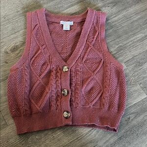 Cable Knit Button-Up Sweater Vest